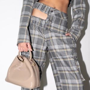 ELLEME Gray Cut Out Baggy Checked Pants